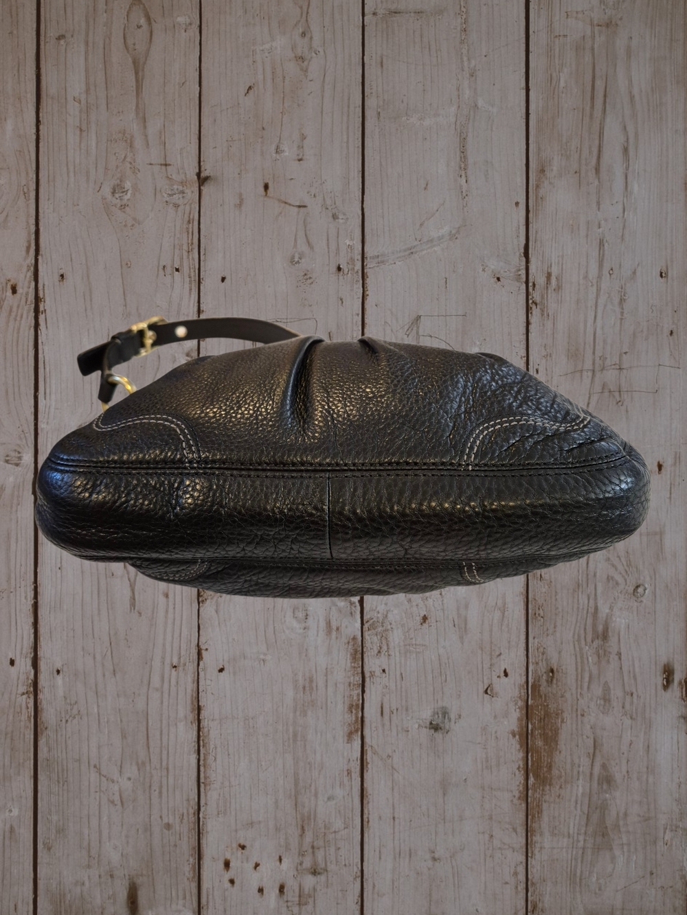 Coach Black Pebbled Leather Hampton Hobo Bag with Gold Hardware - Picture 8 of 8